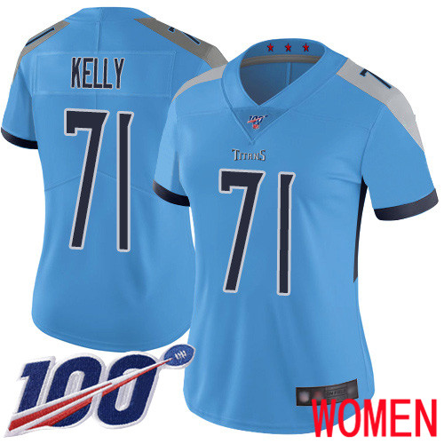 Tennessee Titans Limited Light Blue Women Dennis Kelly Alternate Jersey NFL Football #71 100th Season Vapor Untouchable->women nfl jersey->Women Jersey
